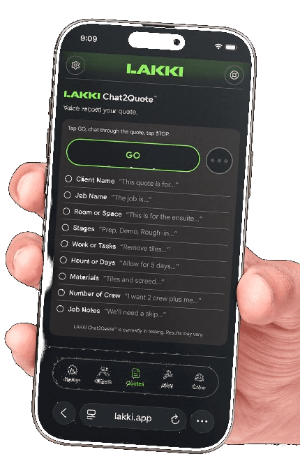 A hand holding a phone open on Lakki Chat2Quote